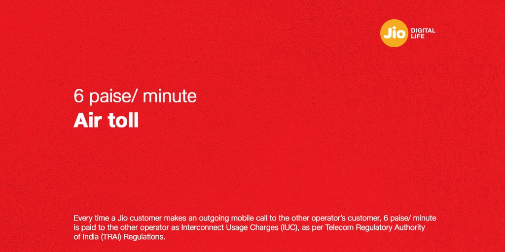 JIO trolls others on 6 paisa charges.